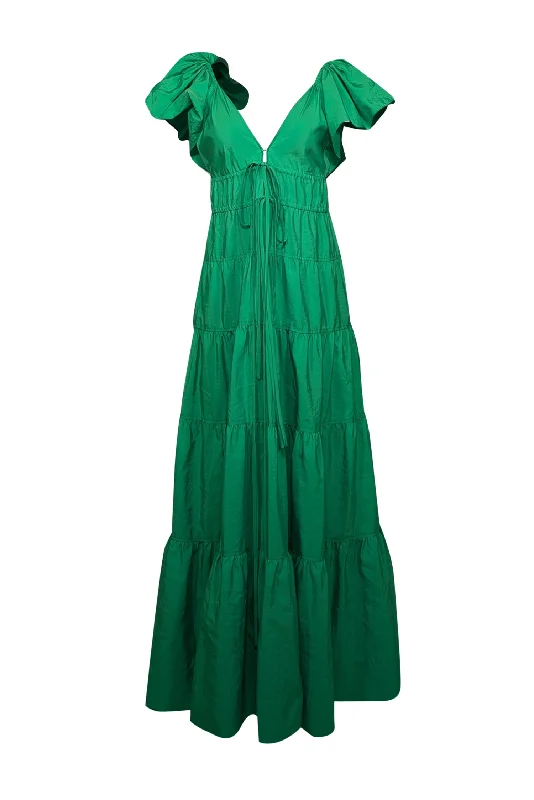 Sleeveless Women Dress in Bright Colors for Summer Parties Sleeveless Women Dress in Bright Colors for Summer Parties A.L.C. - Green Maxi V-Neckline Dress Sz 12