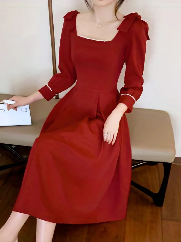 Shift Women Dress with a Simple and Classic Design for Everyday Wear Shift Women Dress with a Simple and Classic Design for Everyday Wear Sixsr Beaded Square Neck Dress, Elegant Bow Decor Aline Dress For Wedding Party, Women's Clothing
