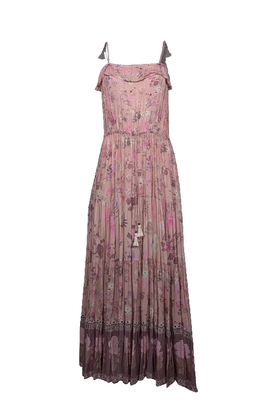 Halter Neck Women Dress to Show Off the Shoulders and Neckline Halter Neck Women Dress to Show Off the Shoulders and Neckline SPELL - Blush w/ Pink & Purple Floral Print Tie Shoulder Maxi Dress Sz S