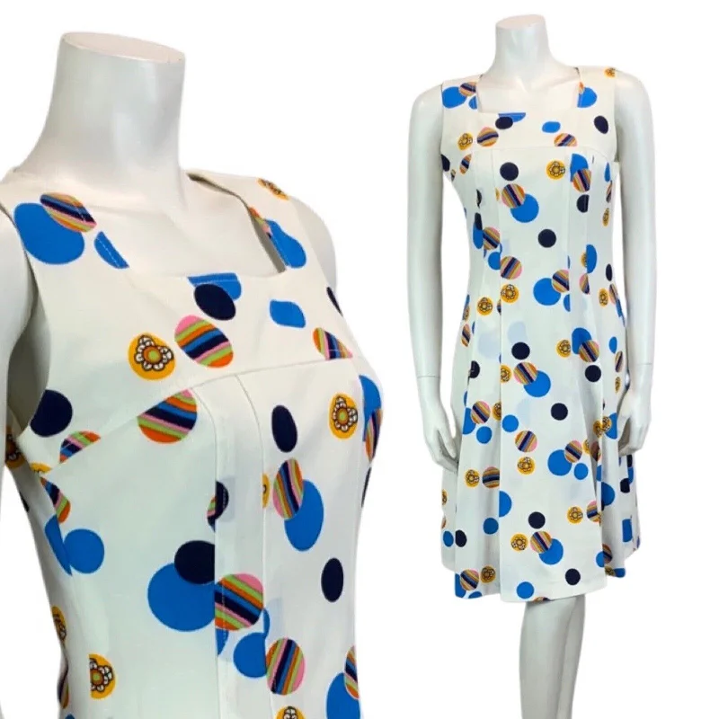 Pleated Women Dress with a Timeless and Elegant Texture Pleated Women Dress with a Timeless and Elegant Texture VINTAGE 60s 70s WHITE BLUE NAVY PINK SPOTTY ABSTRACT PRINT MOD DRESS DRESS 10
