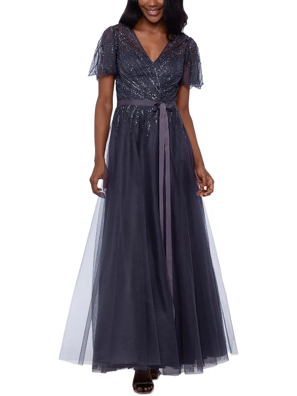 Strapless Women Dress with a Built - in Bra for Comfort and Support Strapless Women Dress with a Built - in Bra for Comfort and Support Womens Mesh Embelished Evening Dress