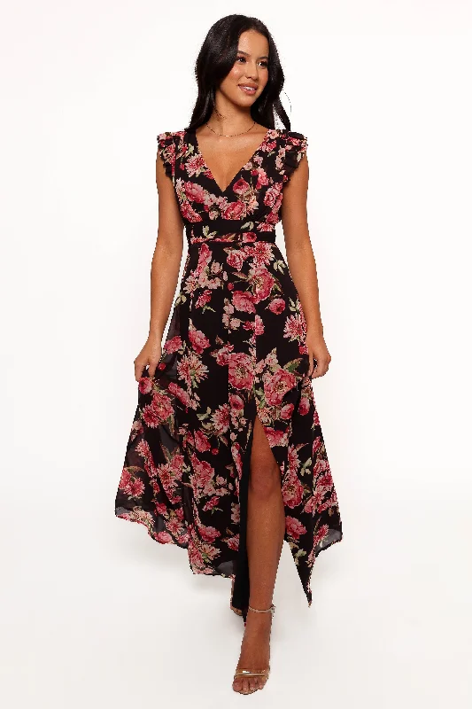 Maxi dresses with beaded embellishments for a fancy and luxurious eventAldo Maxi Dress - Black Floral Maxi dresses with beaded embellishments for a fancy and luxurious eventAldo Maxi Dress - Black Floral