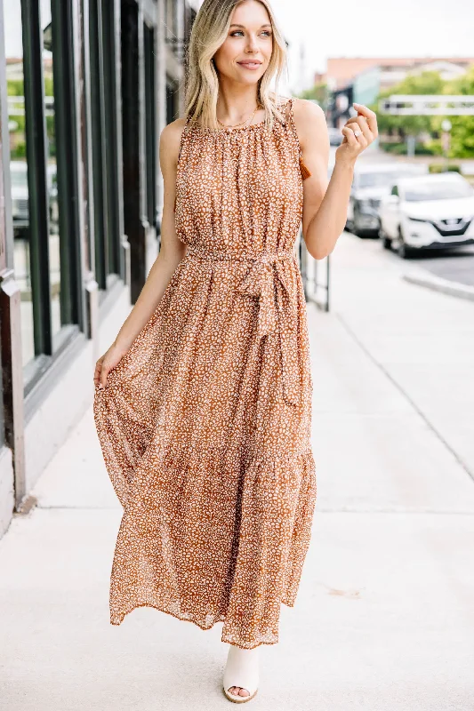 Maxi dresses with tassel accents for a fun and lively touchAll Of Your Love Brown Ditsy Leopard Maxi Dress Maxi dresses with tassel accents for a fun and lively touchAll Of Your Love Brown Ditsy Leopard Maxi Dress