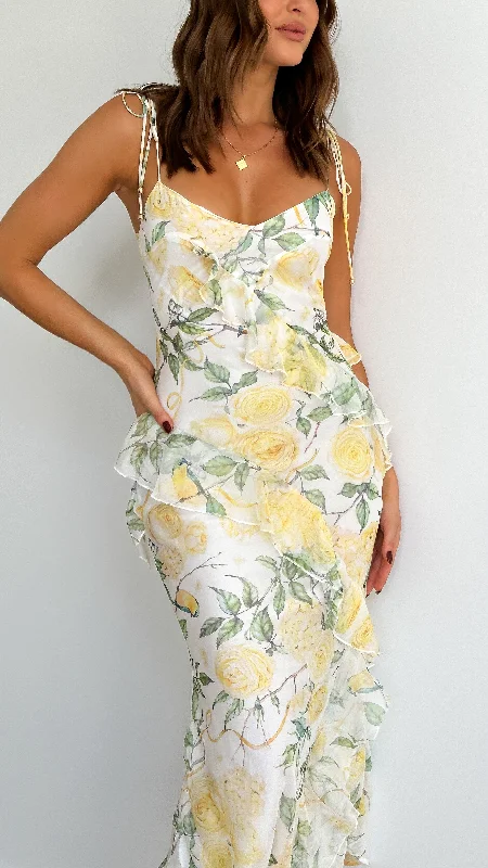 Maxi dresses with a cinched waist for a defined silhouetteDaiwa Maxi Dress - Yellow Floral
