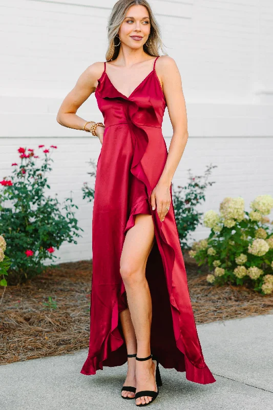 Strapless maxi dresses for a beachside vacationIt's Gotta Be Love Burgundy Red Ruffled Maxi Dress Strapless maxi dresses for a beachside vacationIt's Gotta Be Love Burgundy Red Ruffled Maxi Dress
