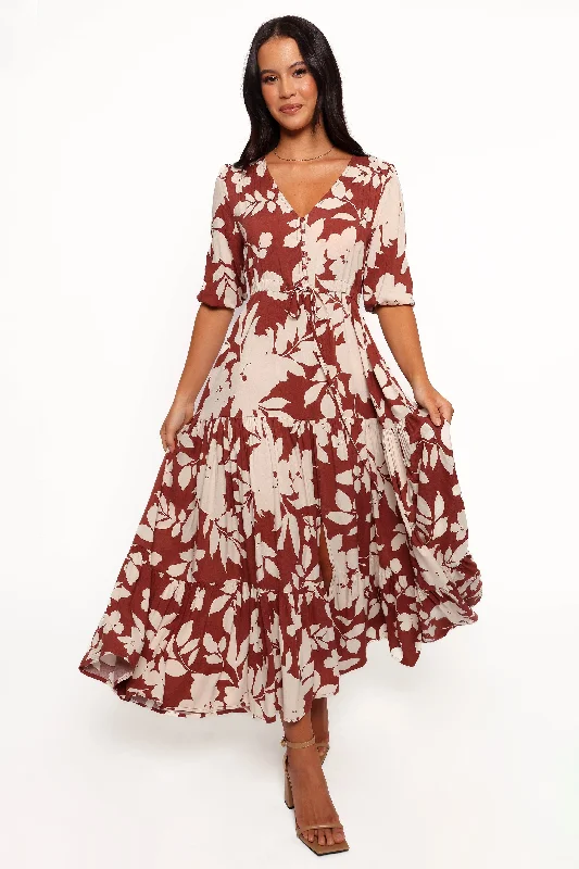 Printed maxi dresses with abstract patterns for an artistic lookKelda Dress - Rust Floral
