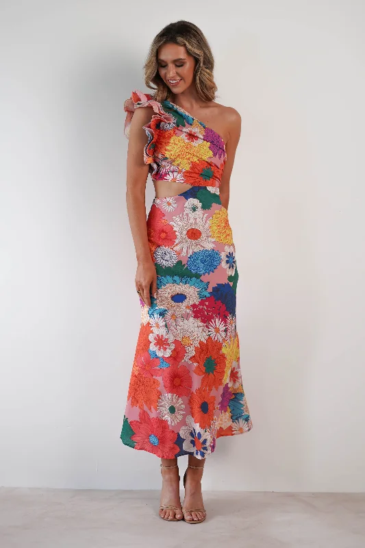 Polyester maxi dresses for easy - care and durabilityLogen Ruffle Sleeve Midaxi | Orange Floral Print Polyester maxi dresses for easy - care and durabilityLogen Ruffle Sleeve Midaxi | Orange Floral Print