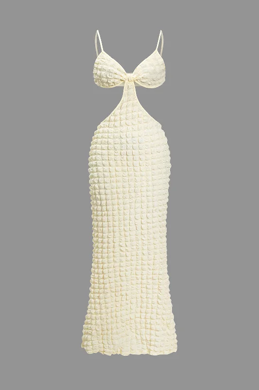 Maxi dresses with a keyhole back for a sexy detailSolid Cut Out Backless Maxi Dress