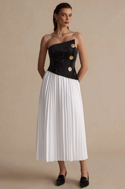 Metallic maxi dresses for a glamorous New Year's Eve partySolid Patchwork Pleated Asymmetrical Maxi Dress