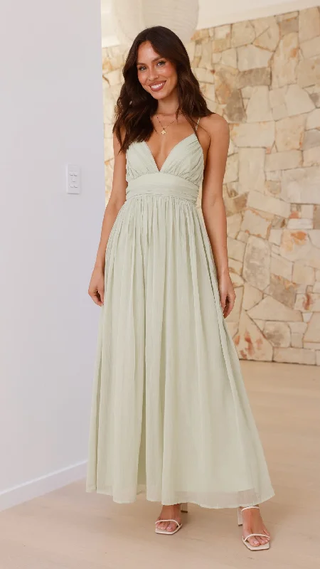 Maxi dresses with balloon sleeves for a vintage - inspired styleRaeanne Maxi Dress - Sage Maxi dresses with balloon sleeves for a vintage - inspired styleRaeanne Maxi Dress - Sage