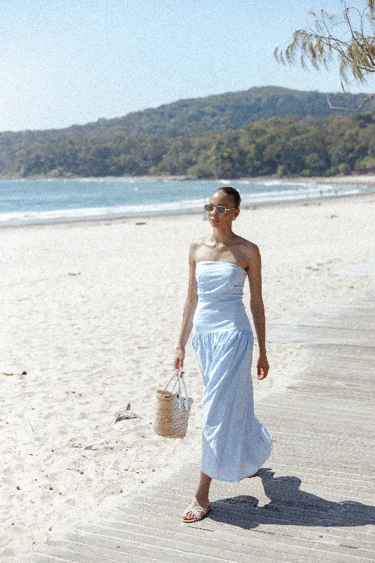 Maxi dresses with a ruched bodice for a more form - fitting and feminine shapeStella Maxi Dress - Cornflower