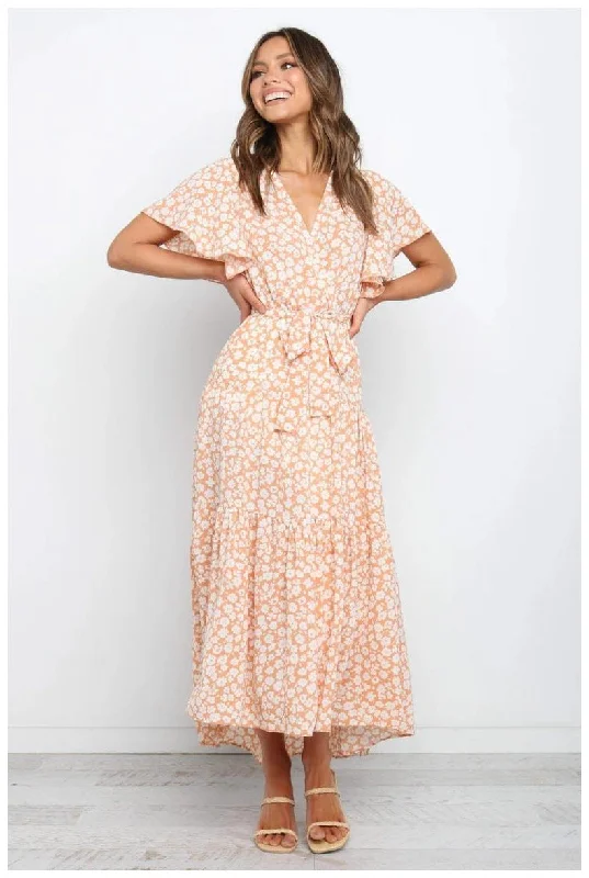 Maxi dresses with mesh panels for a sexy and trendy appearanceFloral Maxi Dress - Marigold Maxi dresses with mesh panels for a sexy and trendy appearanceFloral Maxi Dress - Marigold