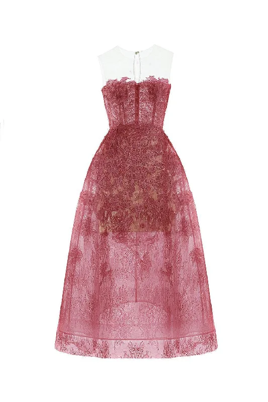 Midi dresses with ruffled sleeves for a more feminine and voluminous lookBead Lace Midi Dress Midi dresses with ruffled sleeves for a more feminine and voluminous lookBead Lace Midi Dress