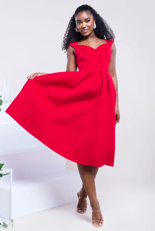 Midi dresses with halter necks for a stylish and comfortable optionGoddiva Scuba Foam Skater Midi Dress - Red Midi dresses with halter necks for a stylish and comfortable optionGoddiva Scuba Foam Skater Midi Dress - Red