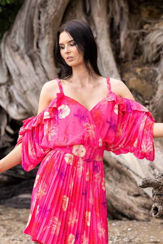 A - line midi dresses with floral prints for spring brunchesLake Dress