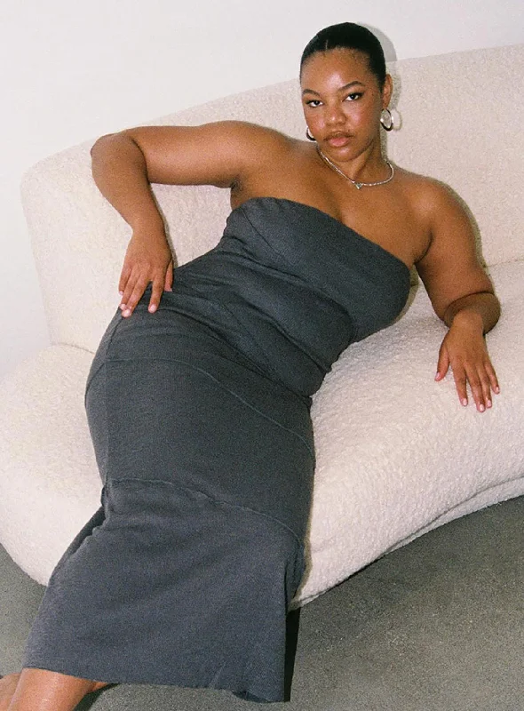 Midi dresses with asymmetric hems for a fashion - forward and dynamic appearanceOscar Midi Dress Grey Curve Midi dresses with asymmetric hems for a fashion - forward and dynamic appearanceOscar Midi Dress Grey Curve