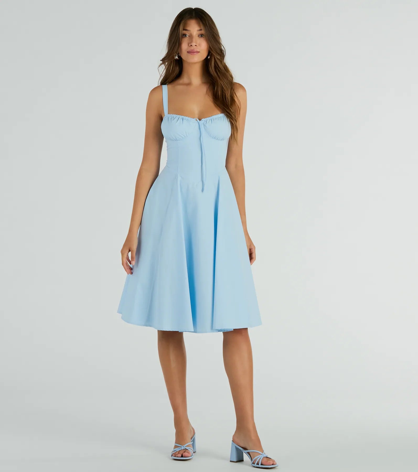 Midi dresses with V - necklines for a flattering and elongating effectPicturesque Cutie Corset Lace-Up A-Line Midi Dress Midi dresses with V - necklines for a flattering and elongating effectPicturesque Cutie Corset Lace-Up A-Line Midi Dress