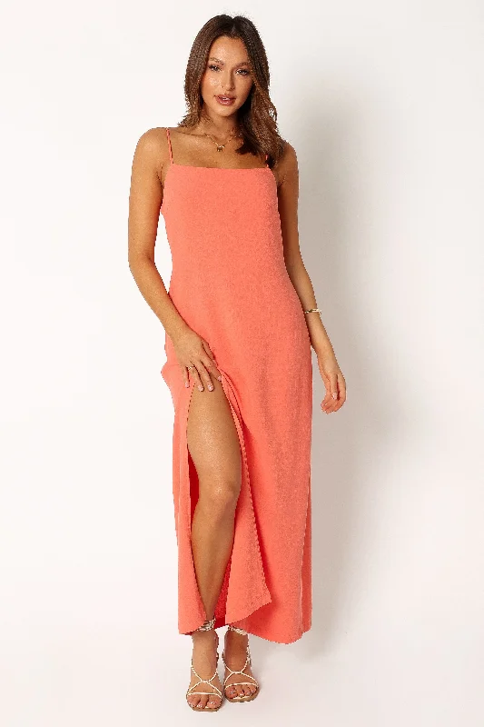 Maxi - inspired midi dresses with flowing fabrics for a beachy vibeSawyer Midi Slip Dress - Watermelon Maxi - inspired midi dresses with flowing fabrics for a beachy vibeSawyer Midi Slip Dress - Watermelon