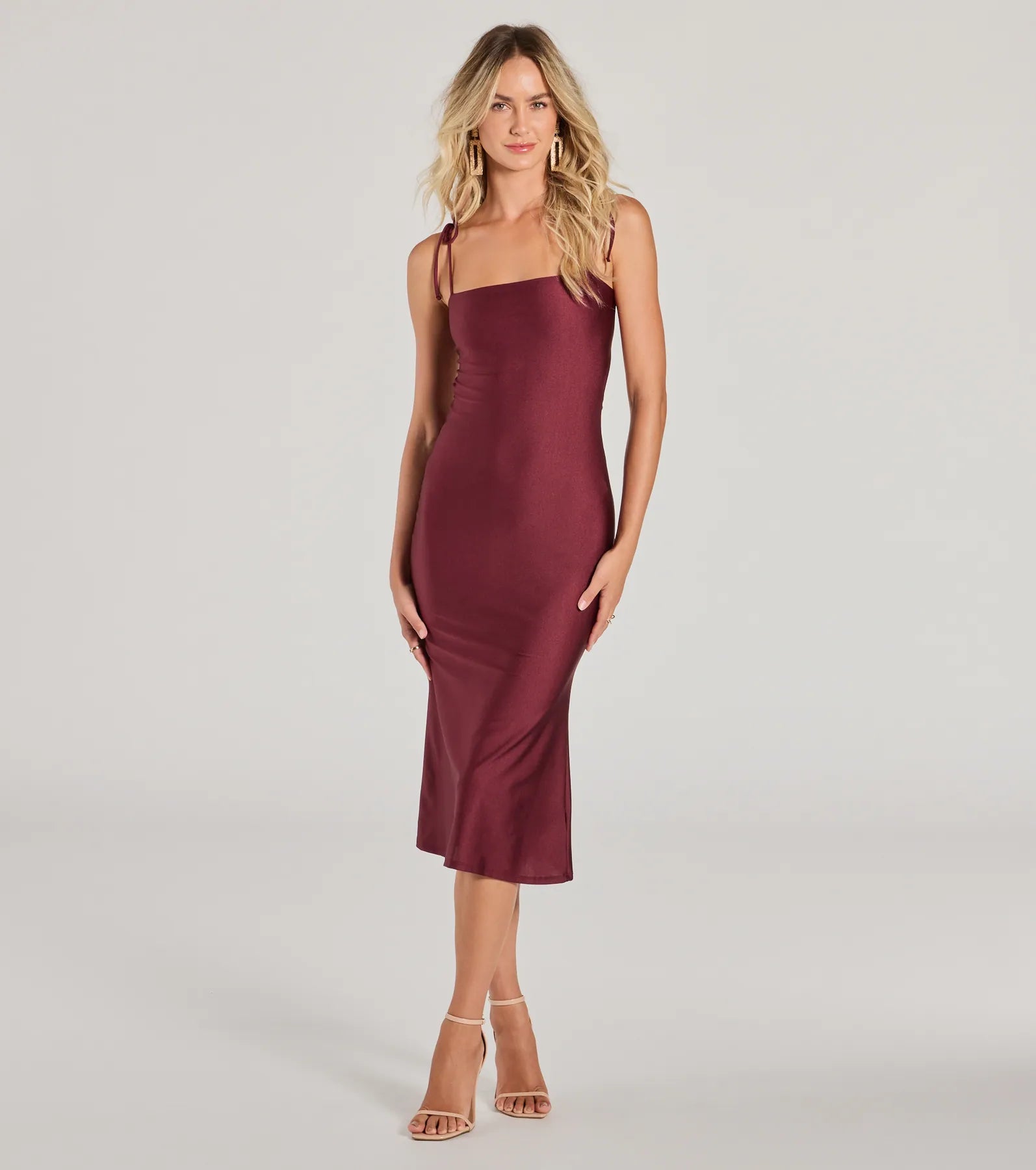 Midi dresses with belted waists to accentuate the figureSomething About Her Strappy Back Bodycon Midi Dress Midi dresses with belted waists to accentuate the figureSomething About Her Strappy Back Bodycon Midi Dress