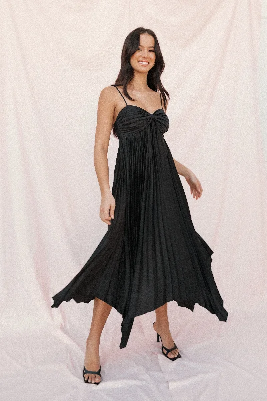 Midi dresses with pleated bodices for a classic and tailored lookVikki Dress - Black Midi dresses with pleated bodices for a classic and tailored lookVikki Dress - Black