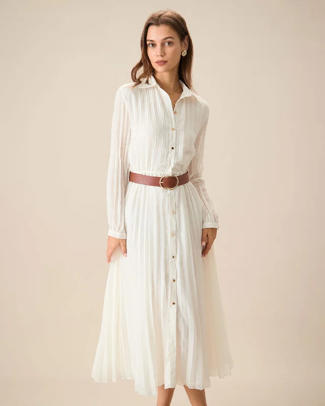 Midi dresses with geometric cutouts for a contemporary and edgy lookWomen's White Chiffon Belted Midi Dress Midi dresses with geometric cutouts for a contemporary and edgy lookWomen's White Chiffon Belted Midi Dress