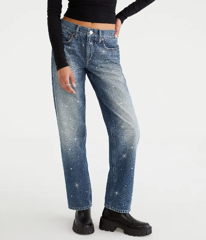 Women's pants with wrinkle - resistant material Cargo women jeans with multiple pockets for added functionality Aeropostale Low-Rise Embellished Baggy Jean Women's pants with wrinkle - resistant material Cargo women jeans with multiple pockets for added functionality Aeropostale Low-Rise Embellished Baggy Jean