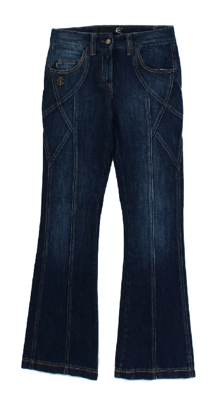 Women's fall - appropriate corduroy pants Distressed women jeans for a trendy and edgy look Cavalli Elegant Flare Leg Low Waist Women's
