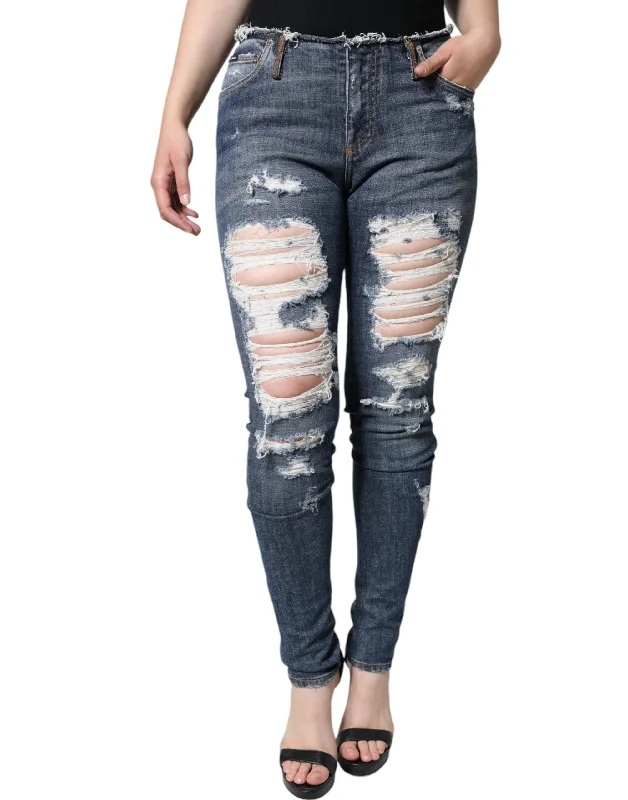 Women's designer brand pants High - rise flare women jeans for a 70s - inspired look Dolce & Gabbana blue Cotton Stretch Tatte Skinny Women's Jeans Women's designer brand pants High - rise flare women jeans for a 70s - inspired look Dolce & Gabbana blue Cotton Stretch Tatte Skinny Women's Jeans