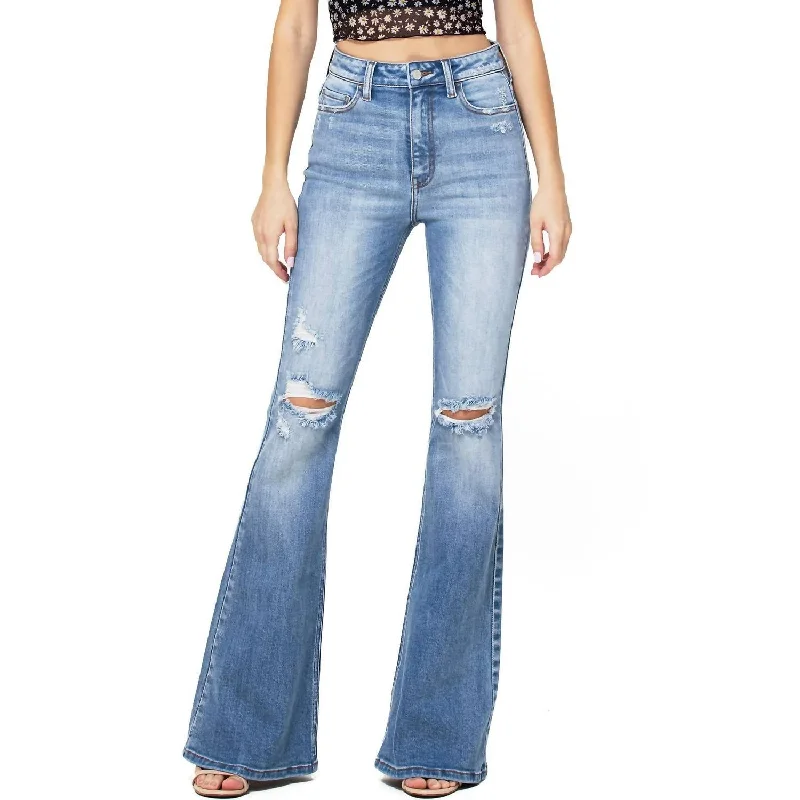Women's luxury leather pants Stretch women jeans for enhanced mobility and comfort High Rise Flare Jeans In Denim
