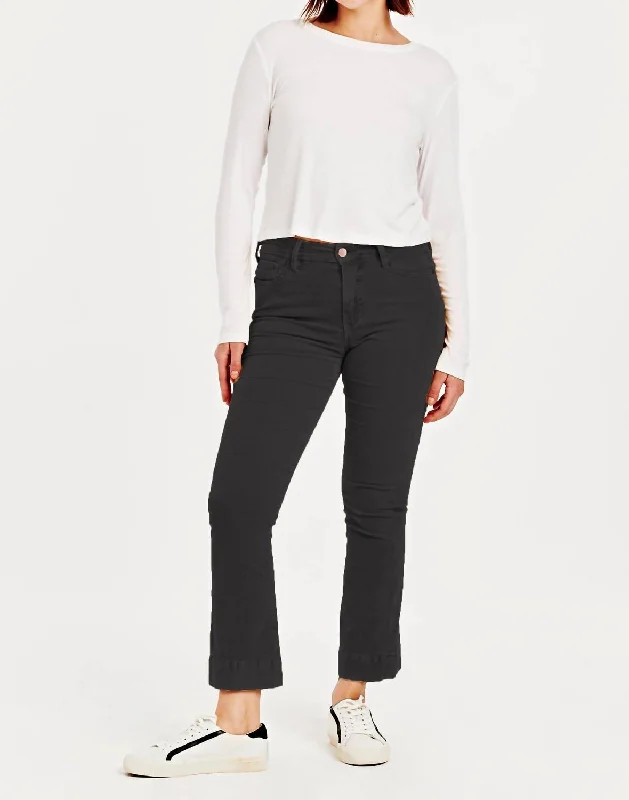 Women's hand - made artisanal pants Acid - wash women jeans with a retro finish Jeanna High Rise Cropped Corduroy Flare Jeans In Black Women's hand - made artisanal pants Acid - wash women jeans with a retro finish Jeanna High Rise Cropped Corduroy Flare Jeans In Black