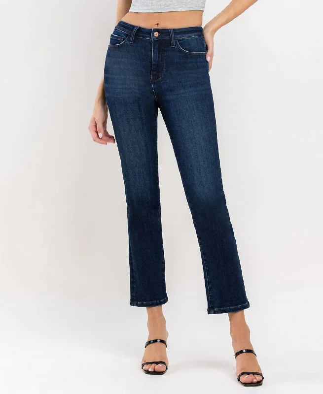 Women's silk evening pants Stretch women jeans for enhanced mobility and comfort Jeanne High Rise Ankle Straight Jeans In Dark Wash