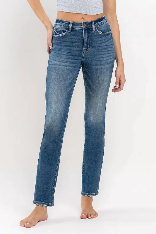 Women's pocket - equipped casual pants Button - fly women jeans with a traditional touch Jeanne High Rise Straight Jeans In Med Wash Women's pocket - equipped casual pants Button - fly women jeans with a traditional touch Jeanne High Rise Straight Jeans In Med Wash
