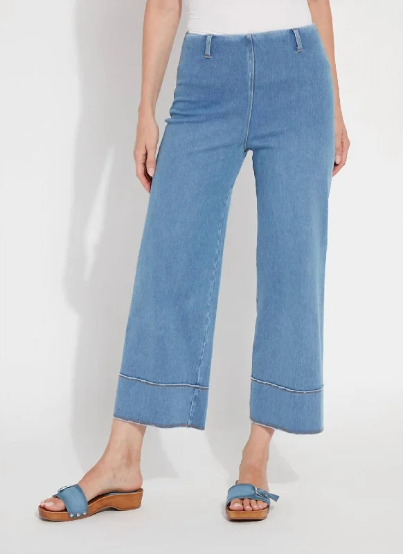 Women's pants for outdoor adventures Dark - wash women jeans for a sophisticated and slimming effect Margo Hi Waist Wide Crop Jeans In Bleached Blue Women's pants for outdoor adventures Dark - wash women jeans for a sophisticated and slimming effect Margo Hi Waist Wide Crop Jeans In Bleached Blue