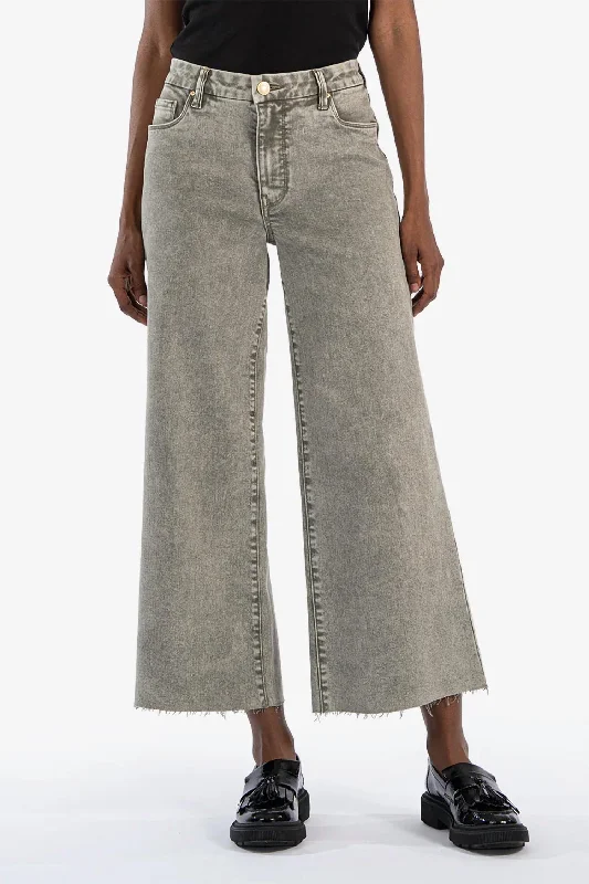 Women's petite - fit skinny pants High - waisted women jeans for a flattering silhouette Meg High Rise Wide Leg In Sage Green Women's petite - fit skinny pants High - waisted women jeans for a flattering silhouette Meg High Rise Wide Leg In Sage Green