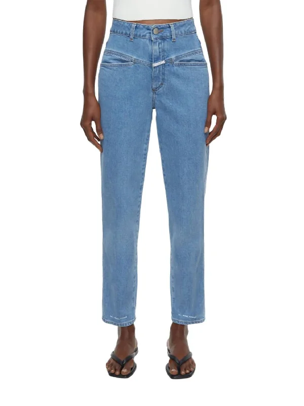 Women's designer brand pants High - rise flare women jeans for a 70s - inspired look Pedal Pusher Jean In Mid Blue
