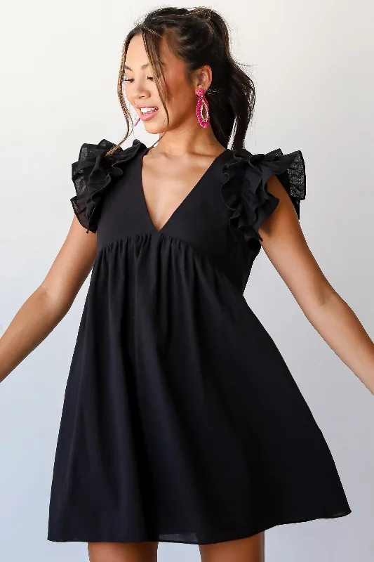 Mini dresses with spaghetti straps for a delicate lookIdeally Sweet Black Romper Dress