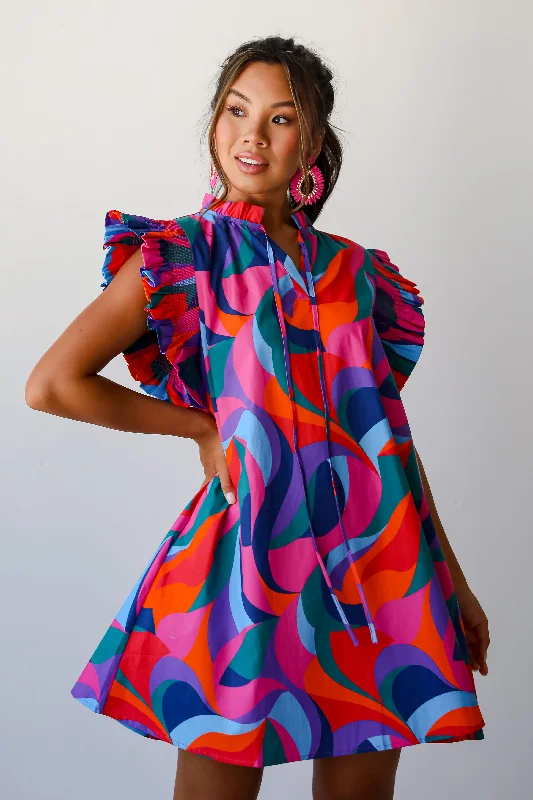 Floral print mini dresses for summer partiesFINAL SALE - Most Adorable Blue Ruffle Mini Dress
