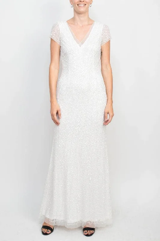 Geometric - printed wedding guest dresses for a modern weddingAdrianna Papell AP1E208531 - Beaded Mesh V-Neck Evening Gown
