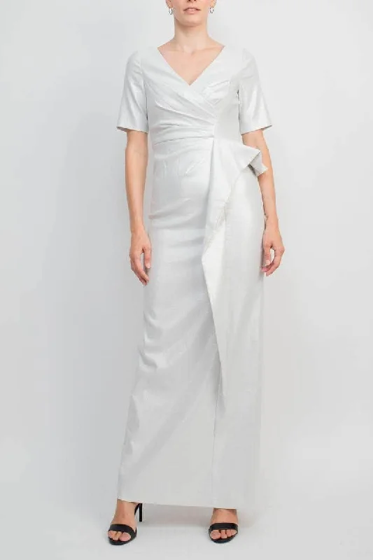 Wedding guest dresses with tassel - adorned belts and A - line skirtsAidan Mattox MD1E206623 - Surplice V-Neck Draped Formal Dress