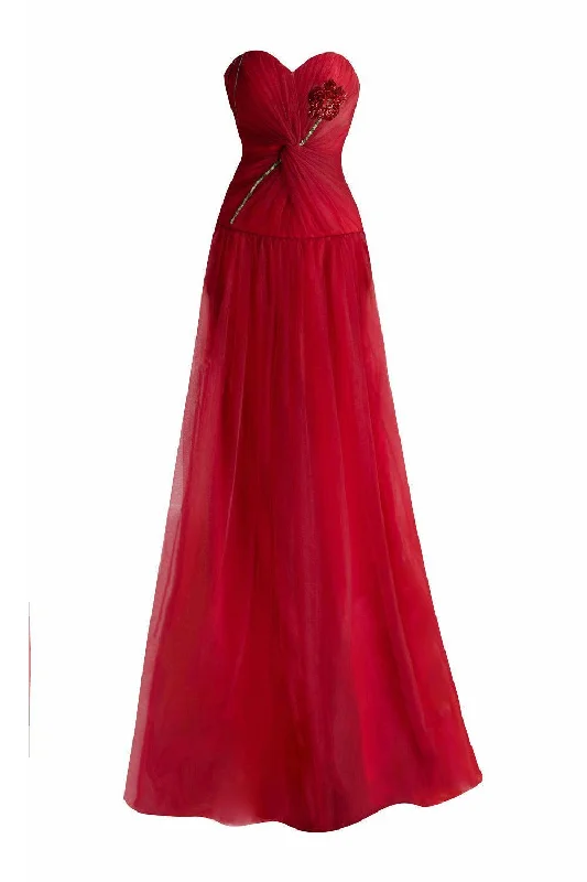Backless party dresses for a sexy and alluring appearance​Alena A-line Sweetheart Neck Mesh Floor Length Dress