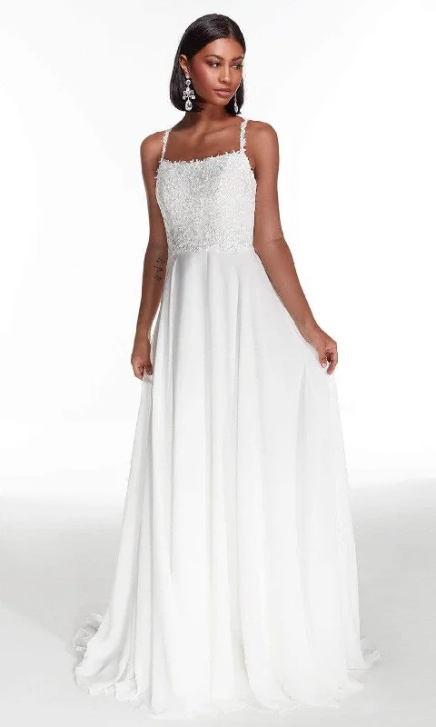 Cotton wedding guest dresses with smocked details for a casual weddingAlyce Paris - Laced Straight-Across Bridal Gown 7018