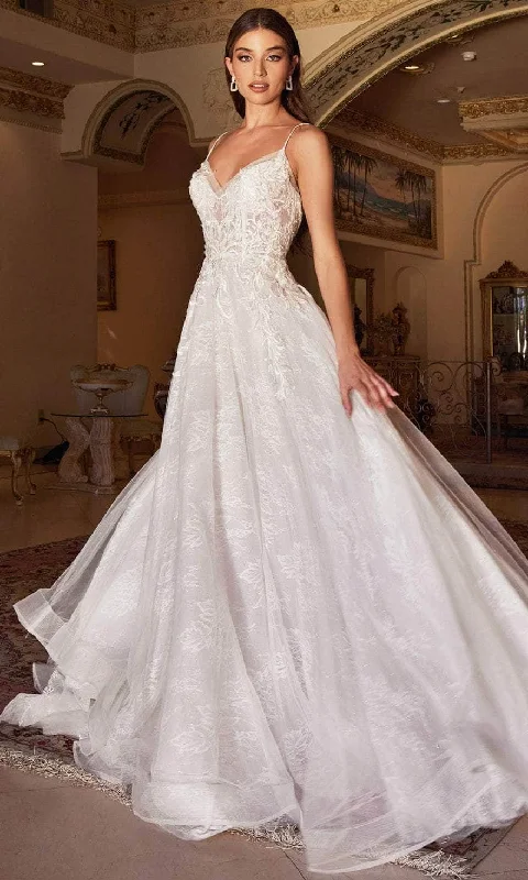 Lace - trimmed wedding guest dresses in blush pinkAndrea and Leo A1102W - Chantilly Lace A-Line Bridal Gown