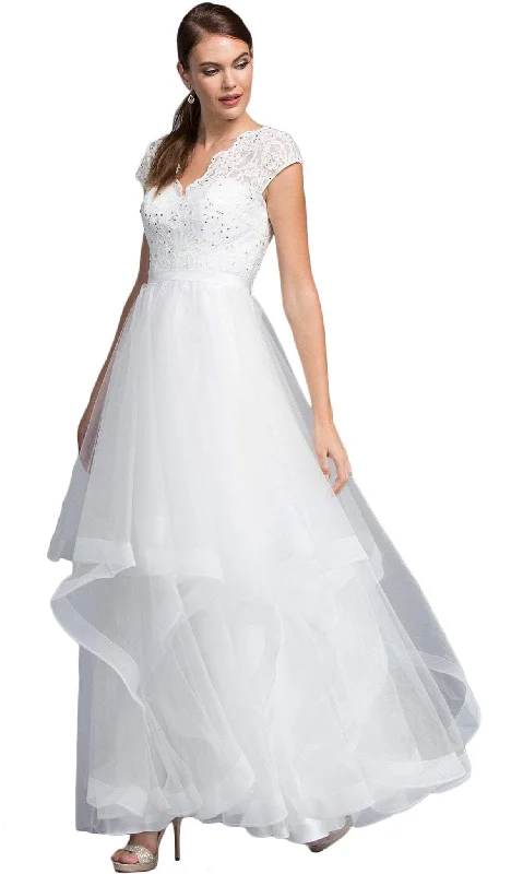 Bow - backed wedding guest dresses in silk for a luxurious feelAspeed Design - Embellished Lace V-neck A-line Prom Dress
