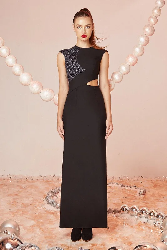 Party dresses with a paisley pattern for a bohemian - inspired look​Astrid Sheath High Neck Wool Cotton Ankle Length Dress