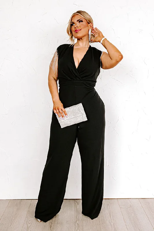 Printed wedding guest dresses with tropical motifs for beach weddingsBarcelona Nights Jumpsuit Curves