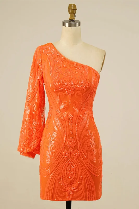 Short cocktail dresses in royal blue for a formal eventBodycon One Shoulder Orange Sequins Short Homecoming Dress Short cocktail dresses in royal blue for a formal eventBodycon One Shoulder Orange Sequins Short Homecoming Dress