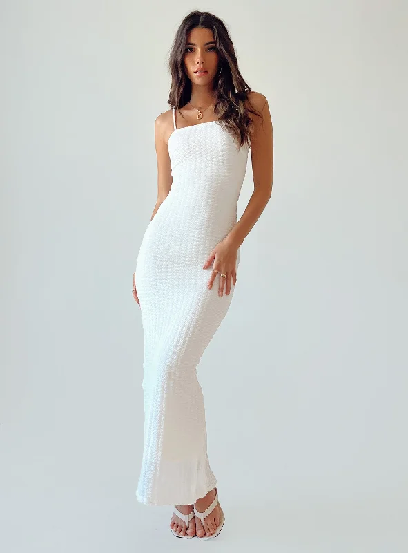 Bodycon dress in a neon color for a vibrant appearance​Buella Maxi Dress White