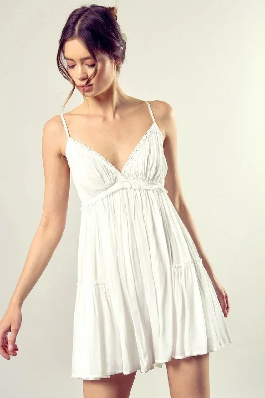 Wedding guest dresses with tiered skirts for a feminine lookDani White Cami Ruffle Mini Dress Wedding guest dresses with tiered skirts for a feminine lookDani White Cami Ruffle Mini Dress