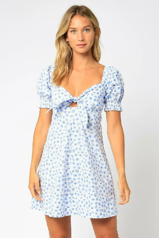 Printed wedding guest dresses with tropical motifs for beach weddingsDarling Bloom White and Blue Floral Puff Sleeve Mini Dress Printed wedding guest dresses with tropical motifs for beach weddingsDarling Bloom White and Blue Floral Puff Sleeve Mini Dress