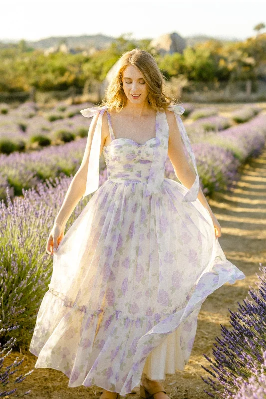 Wedding guest dresses with cold - shoulder ruffled sleeves and knee - length hemsDebra Sweetheart Midi Dress